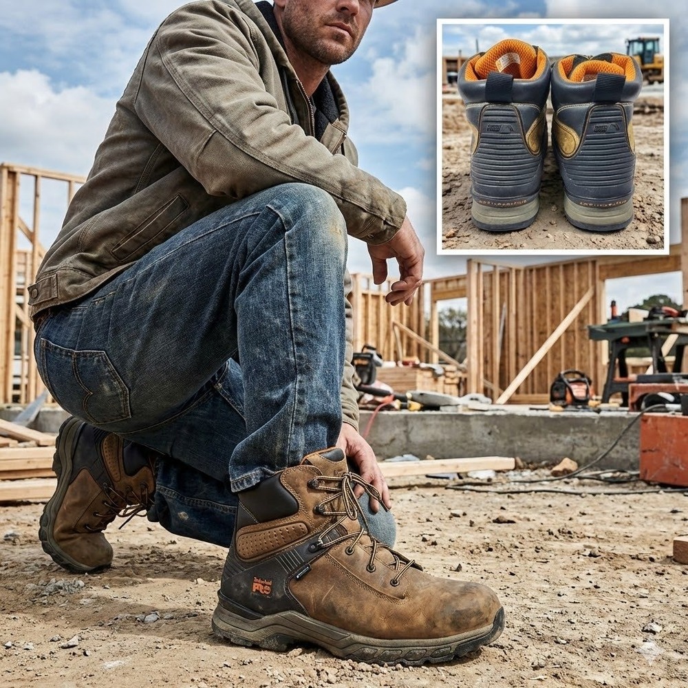 Timberland PRO Hypercharge Mens 14M Waterproof Soft Toe Work Boots Brown A1Q56‎